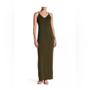 Abound Olive Green Knit V-Neck Maxi Dress NWT. sz M